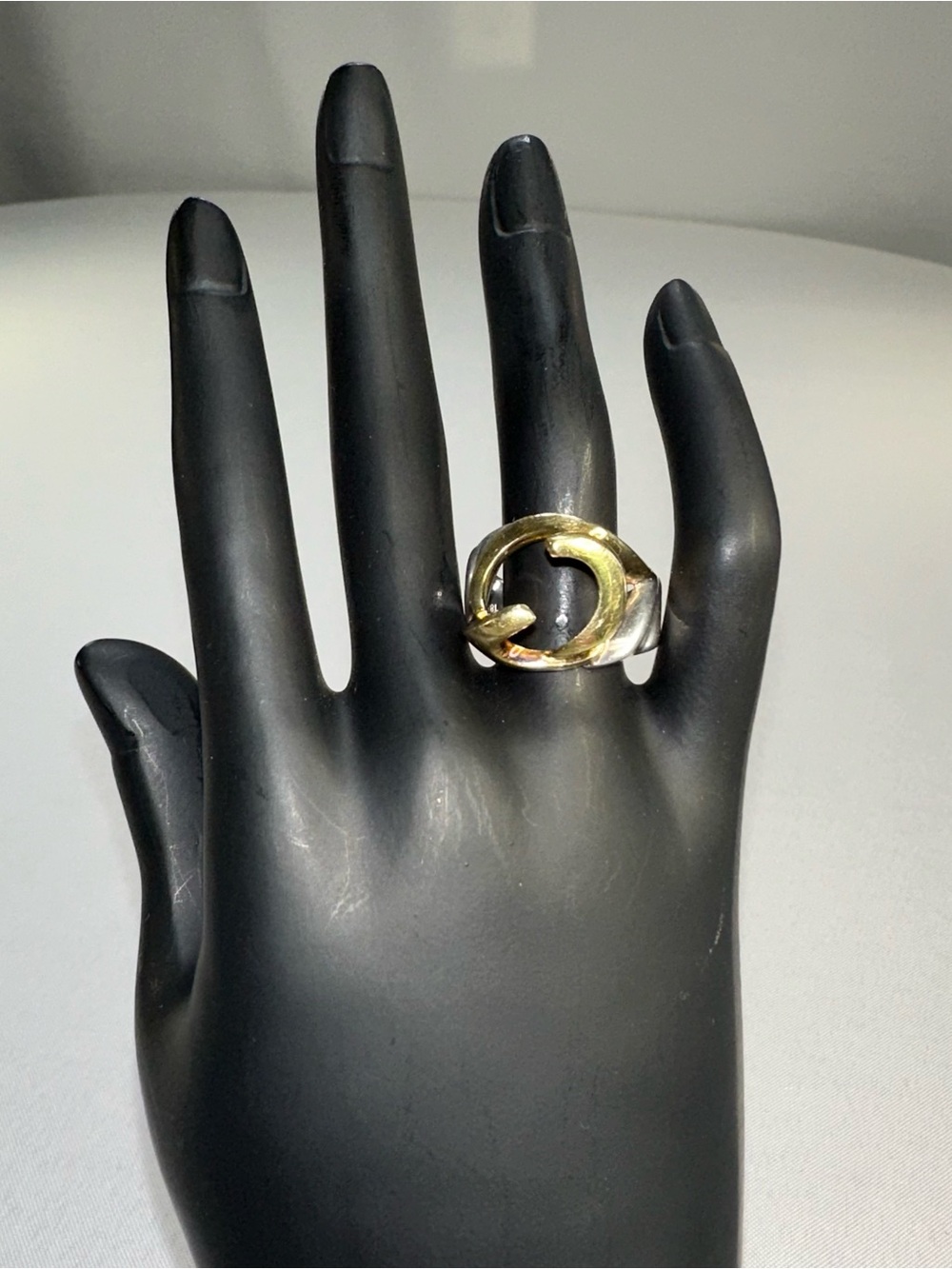 18K Gold 925 Sterling Silver Sculptural Brutalist Band Ring 15.05g Size 8.5